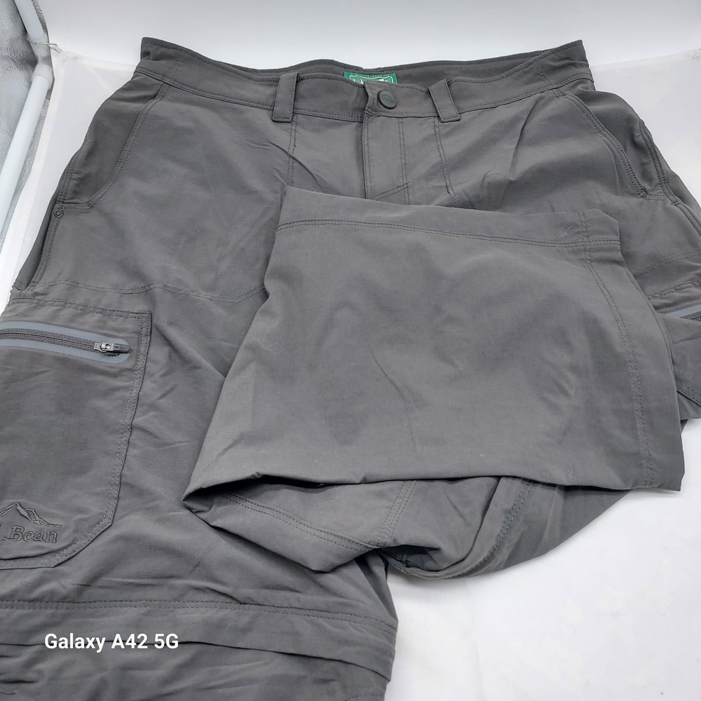 LL Bean Mens Convertible Cargo Hiking Pants 32x29 Charcoal Grey Zip Off 290782